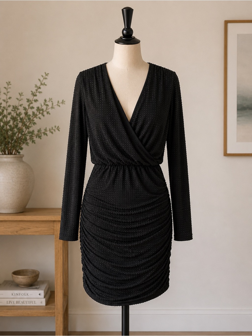 Wrap-Front Black Dress by Gibson Latimer